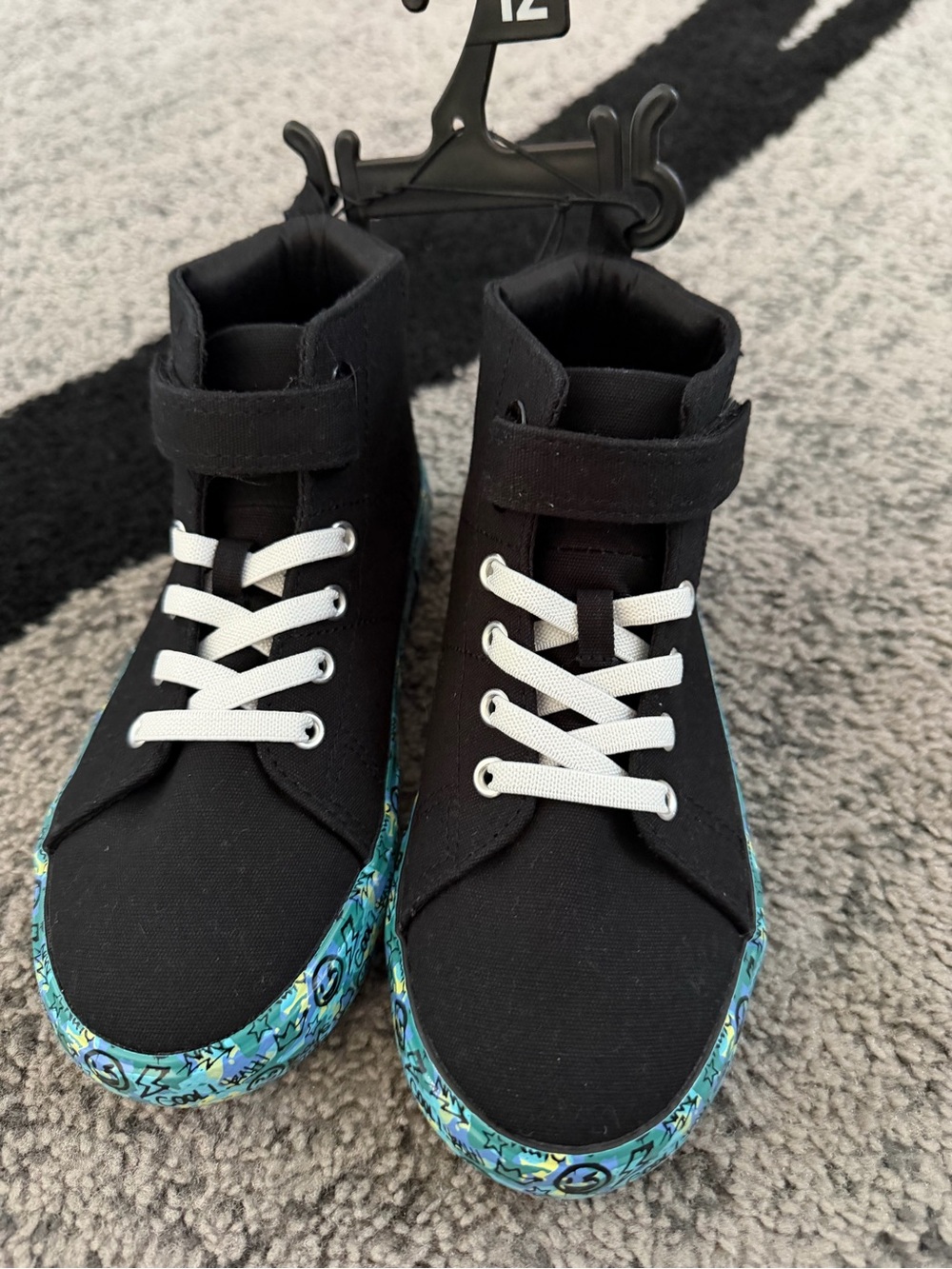 wonder nation Black High-Top Sneakers with Blue Accent Sole Size 12